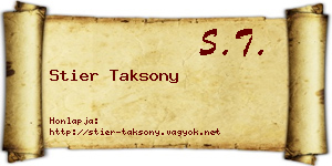 Stier Taksony névjegykártya